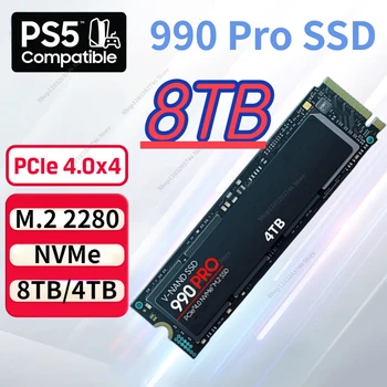 100% Оригинален SAM 990 PRO 1 TB И 2 TB M. 2 2280 Нов SSD Вътрешен Твърд Диск PCIe Gen 4.0 x 4 NVMe 2.0 За Настолен Компютър PS5