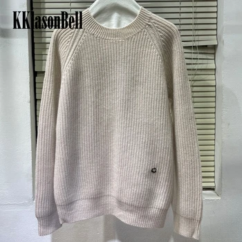 11.9 KKlasonBell 100% Вълнен Дебел вязаный пуловер с копчета, пуловер с дълъг ръкав, дамски пуловер
