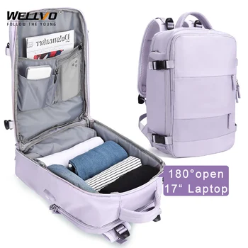17 Многофункционална пътна раница за лаптоп, дамски чанти за студентски книги, пътна чанта-голям капацитет, USB зареждане Mochila XA82C