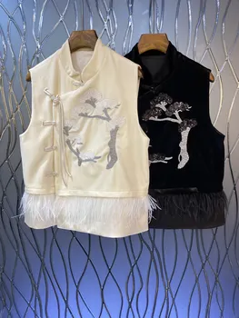 2023 Есенно-Зимни Модни Нова Дамски дрехи С Бродерия И Пискюли Жилетка 0912
