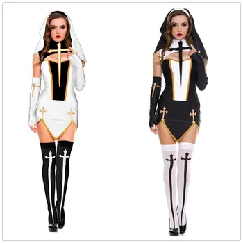 2023 Женски секси костюм монахиня за cosplay, карнавал, Фантазия за Хелоуин, маскарадное рокля