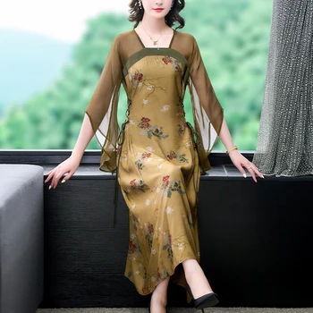 2023 Пролетта и лятото на нов темперамент ретро прежди окото ръкав пола Китайски стил рокля за отслабване женски