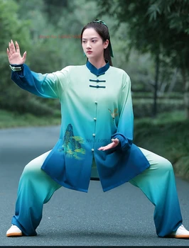 2024 китайската форма на традиционния тай-чи наклон цветове облекло за практикуване на бойни изкуства костюм винчунь комплект за практикуване на кунг-фу на открито