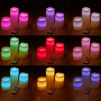 3шт Романтични които променят цвета Беспламенных led свещи с дистанционно управление Сватба, рожден Ден Електрически свещи