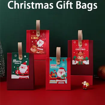 5ШТ Кутии за шоколадови бонбони весела Коледа, Чанти, Преносими Коледен Подаръчен пакет Дядо Коледа, Мультяшная Малка Опаковка за бисквити