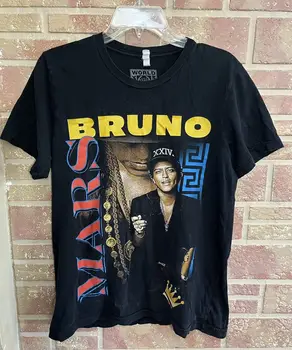 Bruno Mars Размер M 2016 24-КАРАТОВО Magic Tour Черна тениска с графичен дизайн