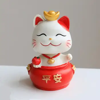 Cartoony Щастлив котка е Елегантна статуетка мультяшного котка, украса за дома, офиса, автомобила, което е на късмет, на Традиционното Късмет