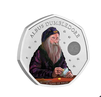 Dumbledore British 50 P Цветна монета 2023 г., изискана опаковка за картички, напълно нова