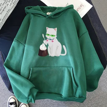 Hoody с качулка в стил аниме Saiki К, Градинска дрехи, мъжки / женски пуловер, есенни и зимни блузи с дълъг ръкав, Скъпа дрехи с принтом котка от картун kawai