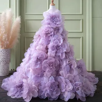 Jill Wish Луксозно Елегантна Сиреневое рокля за момичета Принцеса на Цветята Детска рокля за сватба, рожден Ден, Бала за Първо Причастие J201
