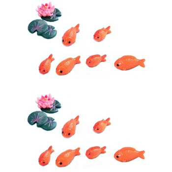 LJL-24 бр./лот, миниатюрни фигурки червени риби, Декоративни мини-страхотни градински любимци, Мъх, Микроландшафтные бижута, Детски играчки от смола