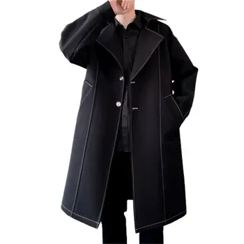 VERSMA Корейски Без дъждобран Harajuku, яке, палто, мъжки Ветровка, Есента Дълъг Черен тренч в британския готически стил, Директна доставка