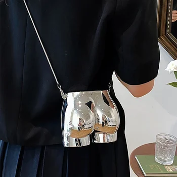 Акрилна чанта на верига във формата на дупето, Нови Сребърни чанта през рамо за жени, Луксозен Дизайнерски Златни Мини-сладко чанта през рамо за вечерни партита.