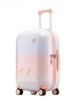 Багажа си на количка с зарядно устройство каруца, един 28-инчов багаж, ръчен багаж, куфар на колела, парола с подстаканником, багаж за жени