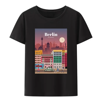 Берлин, Германия, Туризъм, Айде памучен тениска с изображение, Оригинални мъжки ризи, Ежедневни градинска мода, Блузи Y2k, творческо писане