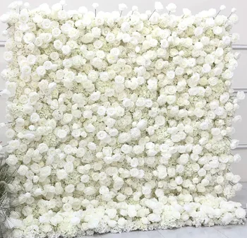 Бяла Изкуствена Роза Сватбена Украса Фон За Парти Подпори Стена От Изкуствени Цветя