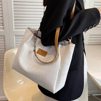 Дамска чанта-тоут от мека кожа голям капацитет по рамото за покупки под мишниците