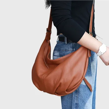 Дамски чанти през рамо от мека телешка кожа, дамски ежедневни чанти-скитници, однотонная чанта-тоут от естествена кожа, дамски bag-чанта, Основната част от