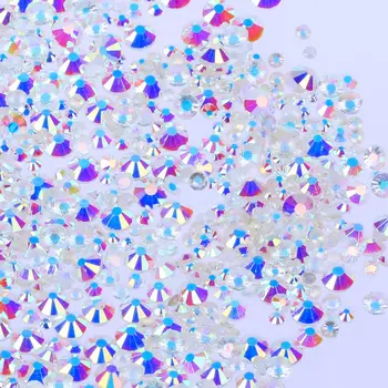 Декорации за нокти Ново прозрачно стъкло AB цветни корекции, кристали, залепваща основа, гладящий страз, диамант, перфектен блясък
