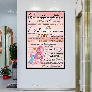 Динозавър Ми Внучка На Баба Ретро Постер Подарък На Внучката На Баба Стенни Артистични Щампи Начало Декор На Платното За Подарък