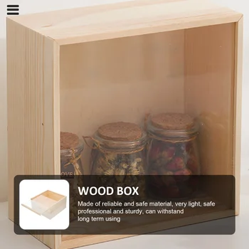 Дървена кутия за съхранение С прозрачен капак, Контейнер, Декоративна Дървена Кутия, Дървена Витрина, Незаконченная Дървена Кутия, Дървена Кутия, Дървена кутия за съхранение