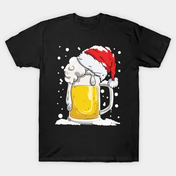 Дядо Бира Коледна Напитка Коледен Подарък Тениска от 100% Памук Кръгло деколте Годишна Ежедневна Мъжка Тениска С Къс ръкав Размер S-3XL