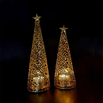 Златен кух метален свещник за Коледната елха, Железния светилник в европейски стил, Коледен свещник Tealight