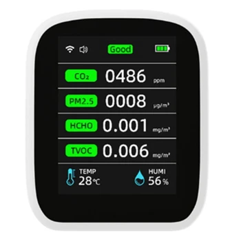 Измерител на качеството на въздуха на Hristo Wifi, мониторинг на качеството на въздуха в помещението 8 в 1, преносим измерител на CO2, тестер за температура и влажност на въздуха, лесна за използване