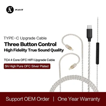 Кабел за слушалки JCALLY TC4 USB Type C от 4 части бескислородной мед TYPE-C с микрофон, тел за обновяване на слушалки MMCX QDC ZSN