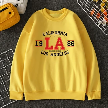 Калифорния 1986 Лос Анджелис Качулки С Принтом За Мъже Спортна Мека, Градинска Облекло Street Oversize Спортни Дрехи Тенденция Crewneck Мъжки Пуловер