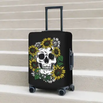 Калъф за куфара Sugar Skull, за да проверите за багаж за почивка Sunflower Забавни Защита за круиз пътуване Коледен подарък