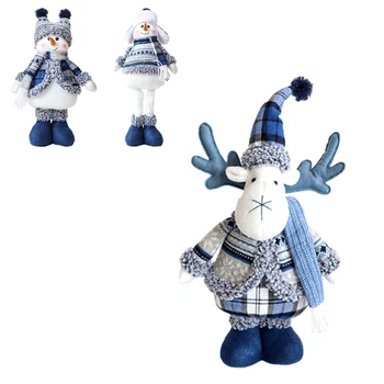 Коледна украса с плат крака, Прибиращ се кукла-снежен човек, Коледна украса за вашия работен плот 52 X 24 cm, Директна доставка