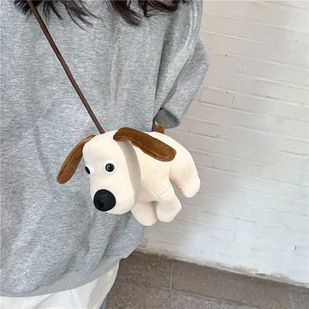 Корейската модата, плюшен чанта за кучета, женствена чанта 2023, нова скъпа мультяшная стоп-моушън чанта, дамска чанта през рамо