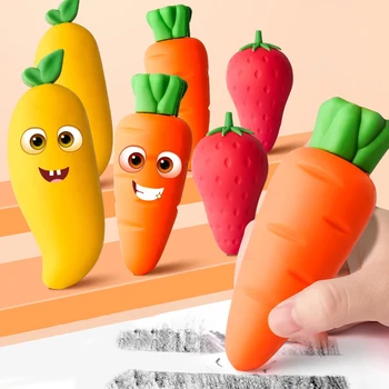 Креативен Гума от плодове на Биг Мак и моркови, Уникални и Красиви Канцеларски материали, Канцеларски материали, Ученически принадлежности, Гумичка за моливи за деца, Студентски Подарък