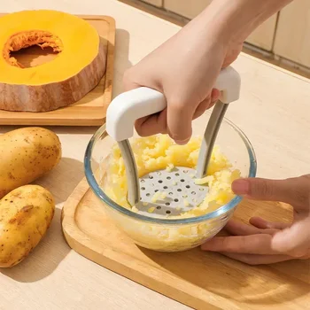 Кухненски ръчна преса за картофи мръсотия Лилав, Мултифункционален домакински сокоизстисквачка за плодове, посуда и прибори за приготвяне на пюре за бебешка храна