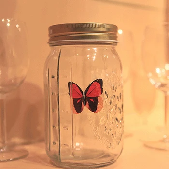 Магическа банка с летяща пеперуда Led лампа Имитация на стъклен буркан-мейсън Анимирани Бутилка за събиране на насекоми-пеперуди, подарък Новост