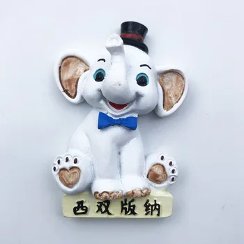 Магнит за хладилник Xishuangbanna от смола под формата на бял слон, Магнит за хладилник, Стикер с послание, Туристически Сувенири, изделия