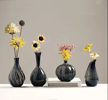 Малката керамична ваза договореност за хола Ваза за сухи цветя Настолни Гидропонные вази, Вази растения за Декорация на дома Занаяти