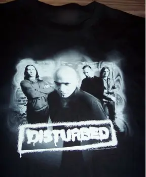 Музикален тур метъл група Vtg Disturbed, памучен черна риза унисекс