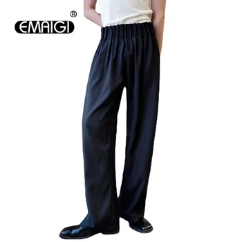 Мъжете прави дълги панталони с нишевой складкой на талията, модни мъжки градинска дрехи, свободни ежедневни реколта панталони