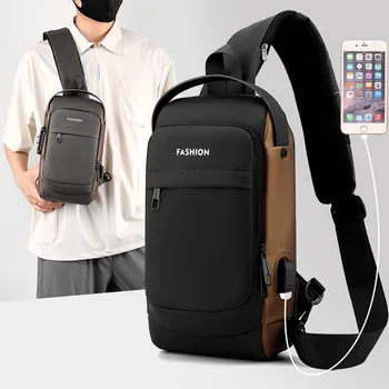 Мъжки богат на функции анти-кражба Usb-чанта през рамо, мъжка чанта през рамо, отличителни чанти, чанта-месинджър за мъже