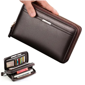 Мъжки дълъг портфейл, клатч, чанта за китката, калъф за мобилен телефон, Бизнес Rtro, мъжки цигара от изкуствена кожа, Удобна чанта за пари, портфейли