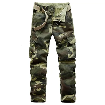 Мъжки камуфляжные панталони Elmsk, хлопчатобумажный гащеризон с права тръба и няколко торби, износоустойчиви военни панталони САЩ, на бойното поле със de