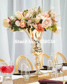Нов стил от висок златен сватбен цветна маса, централна метална стойка за маса, украса за парти senyu0764