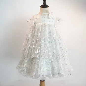 Нова рокля за момичета, пролетно-лятно детско принцеса рокля на цветчета, модерно рокля за торта за рожден ден, рокля