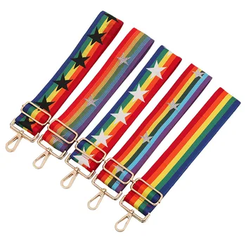 Нова чанта Rainbow Five Star с пагон и Аксесоари, Регулируема чрез Едно рамо Взаимозаменяеми Дълга Презрамка, Жаккардовый Каишка