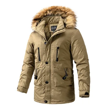 Памучен яке с качулка обичайното намаляване за мъже, модерен зимни изолирана мъжки палта, всеки ден на улицата палто със средна дължина, мъжки
