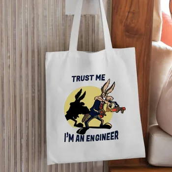 Повярвайте ми, аз съм Инженер Дамски чанти през рамо Ежедневна чанта-тоут Голямата голям памучен пазарска чанта
