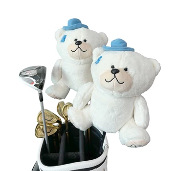 Прическа за стика за голф от плюш във формата на хубава мечка, шапка за голф, за 1 човек, аксесоари за голф, подаръци за голф
