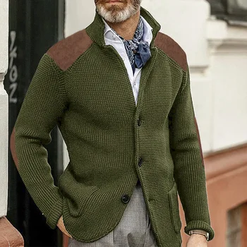 Пуловер Wepbel, жилетка, есен приталенное вязаное палто с ревера и дълъг ръкав, пуловери, модерен однобортный мъжки пуловер с голям размер